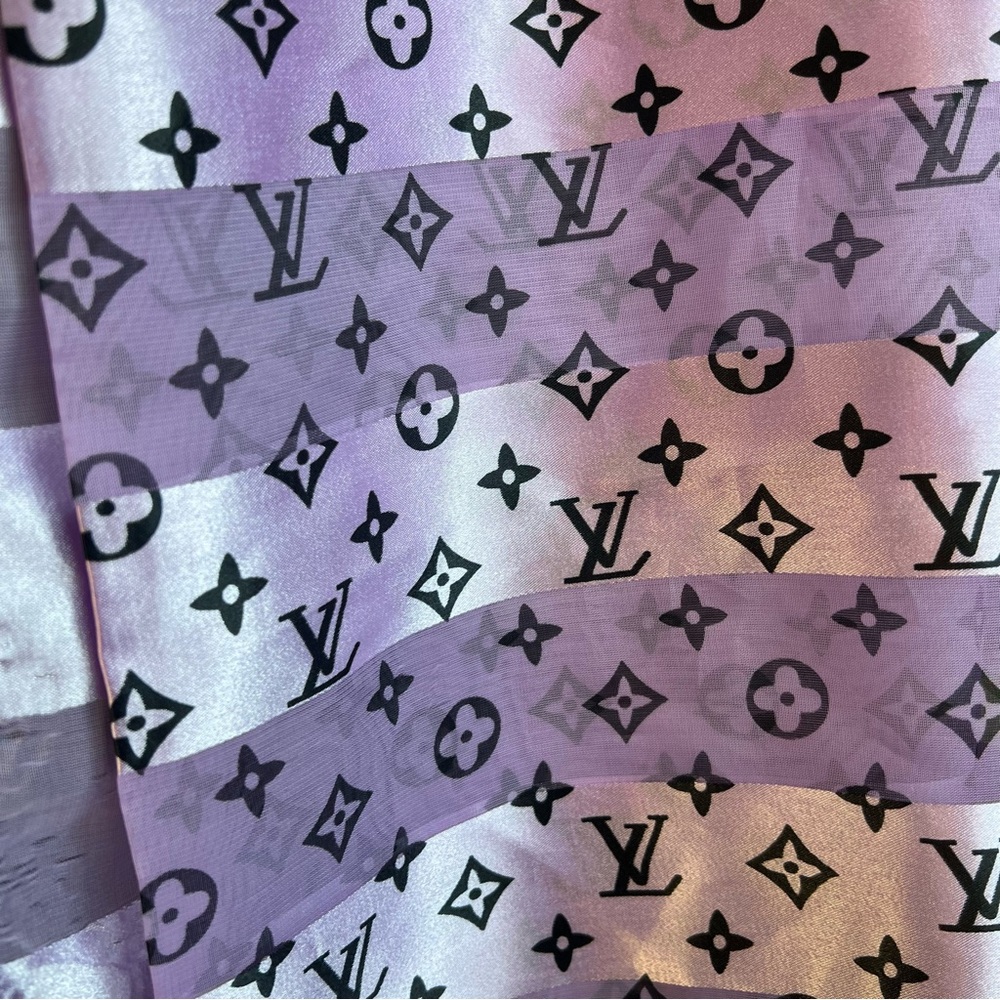 LOUIS VUITTON Lilac Purple Black Silk Monogram Scarf Wrap Shawl - Picture 5 of 16